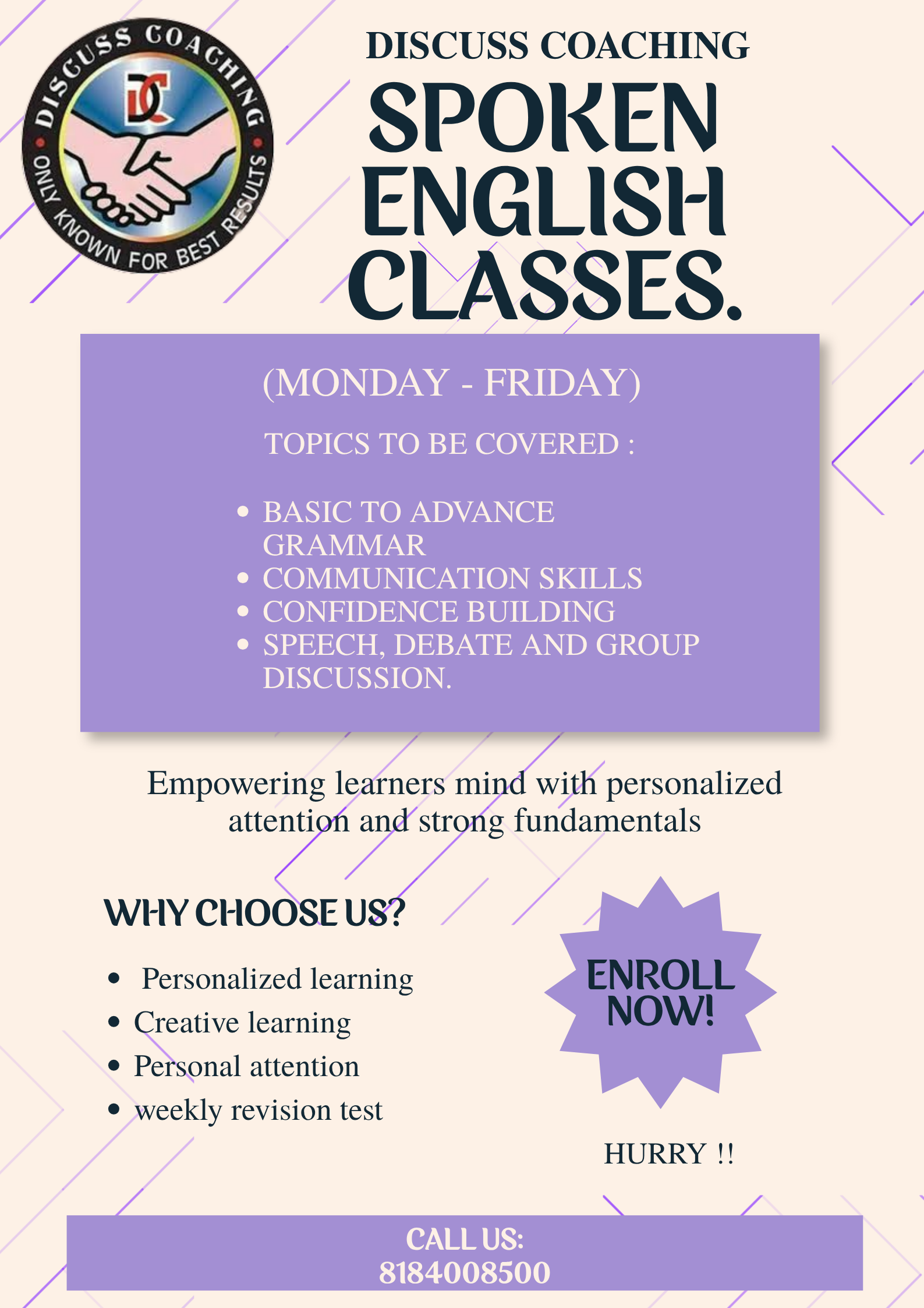 Best English Speaking Institute In Gurgaon | 8184008500 |Discuss Coaching